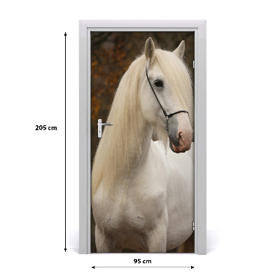 Samolepiace fototapety na dvere biely kôň