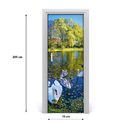 Samolepiace fototapety na dvere Labute na jazere