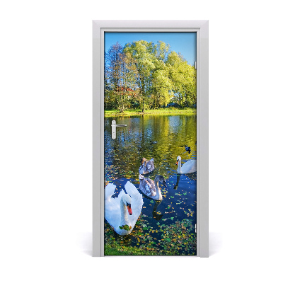 Samolepiace fototapety na dvere Labute na jazere
