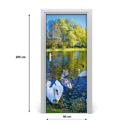 Samolepiace fototapety na dvere Labute na jazere