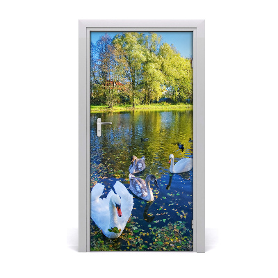 Samolepiace fototapety na dvere Labute na jazere
