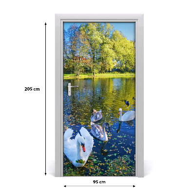 Samolepiace fototapety na dvere Labute na jazere