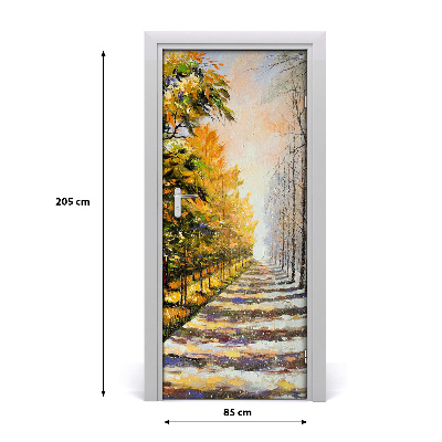 Fototapeta na dvere zima jeseň