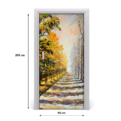 Fototapeta na dvere zima jeseň