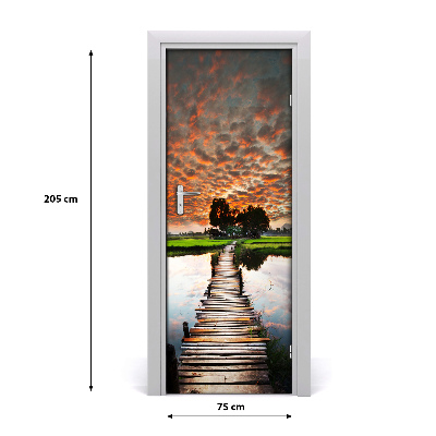 Fototapeta na dvere drevený most