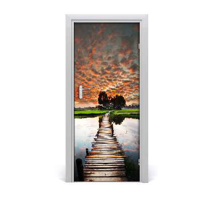 Fototapeta na dvere drevený most
