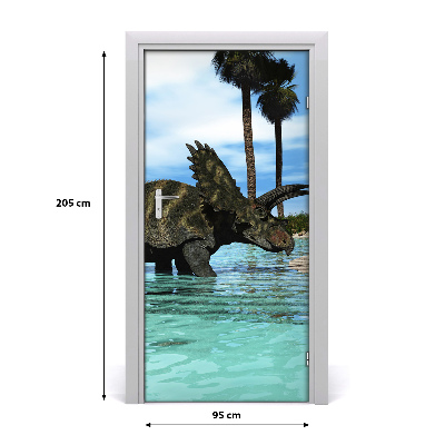 Samolepiace fototapety na dvere Dinozaury na pláži