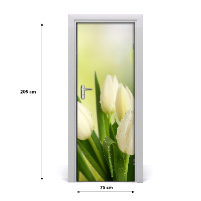 Fototapeta na dvere biele tulipány