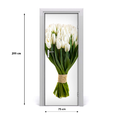 Fototapeta na dvere biele tulipány