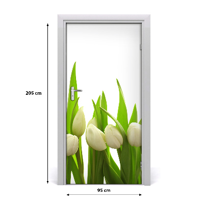 Fototapeta na dvere biele tulipány