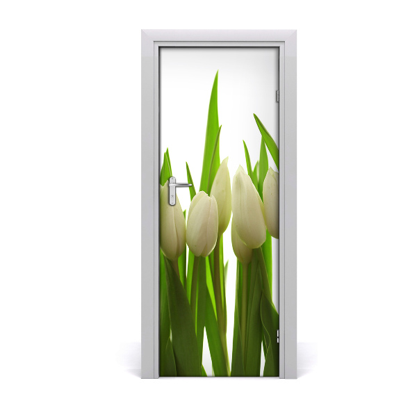Fototapeta na dvere biele tulipány