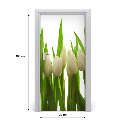 Fototapeta na dvere biele tulipány