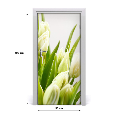 Fototapeta na dvere biele tulipány