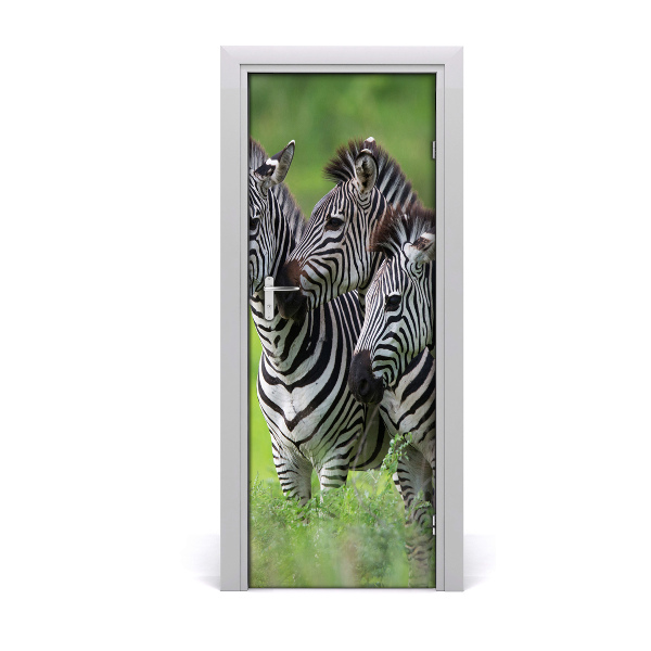 Samolepiace fototapety na dvere tri zebry