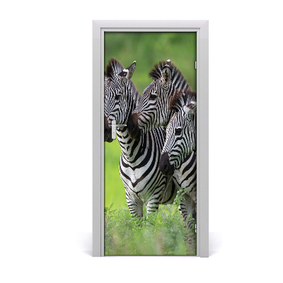Samolepiace fototapety na dvere tri zebry