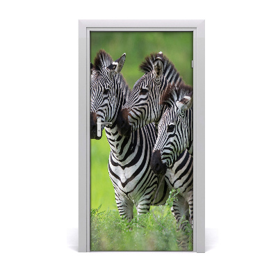 Samolepiace fototapety na dvere tri zebry