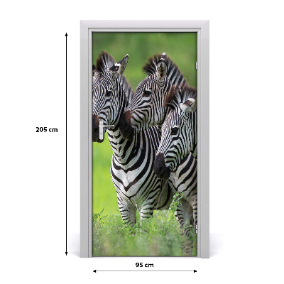 Samolepiace fototapety na dvere tri zebry