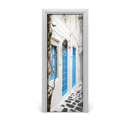 Fototapeta samolepiace na dvere gréckej uličky