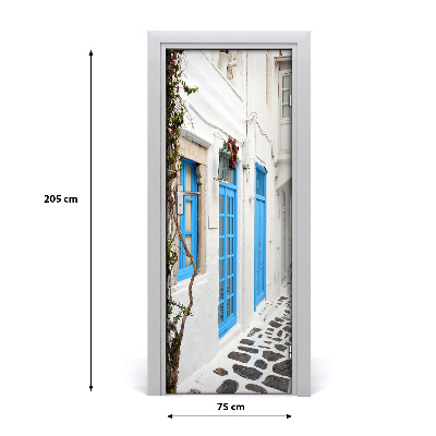 Fototapeta samolepiace na dvere gréckej uličky