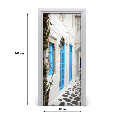 Fototapeta samolepiace na dvere gréckej uličky
