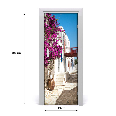 Fototapeta samolepiace na dvere gréckej uličky