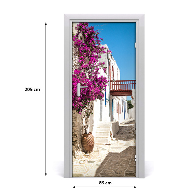 Fototapeta samolepiace na dvere gréckej uličky
