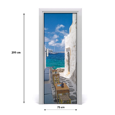 Fototapeta samolepiace na dvere gréckej uličky