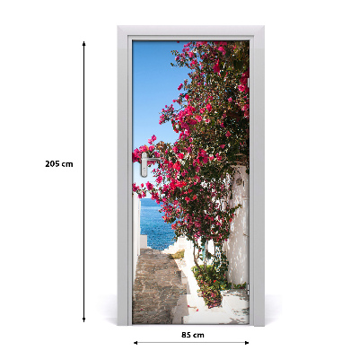 Fototapeta samolepiace na dvere gréckej uličky