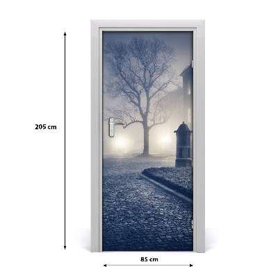 Fototapeta samolepiace dvere ulice hmla