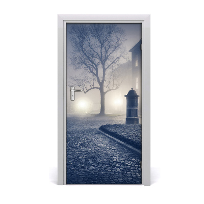 Fototapeta samolepiace dvere ulice hmla