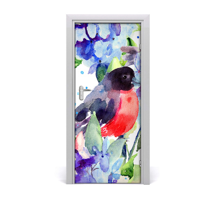 Samolepiace fototapety na dvere Vtáky a kvety