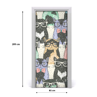 Samolepiace fototapety na dvere Mačky v okuliaroch