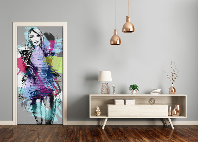 Samolepiace fototapety na dvere abstrakcie žena
