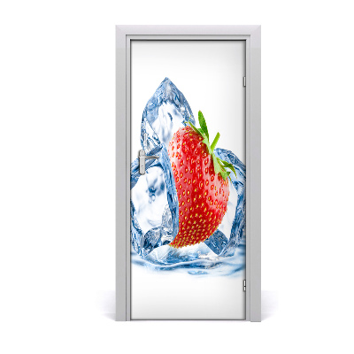 Fototapeta na dvere samolepiace jahody a ľad