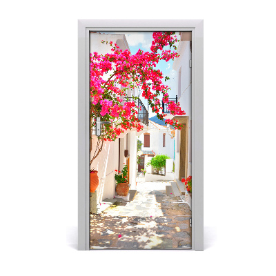 Fototapeta samolepiace na dvere gréckej uličky