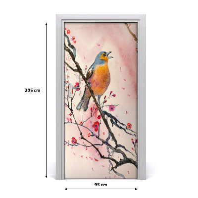 Samolepiace fototapety na dvere Vták na vetve