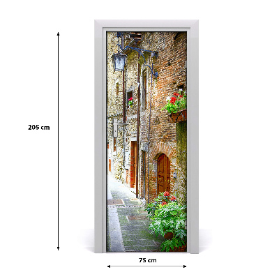 Fototapeta samolepiace na dvere talianskej uličky