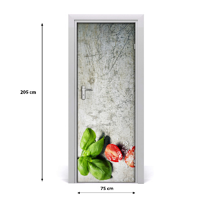 Fototapeta na dvere samolepiace paradajky a bazalka