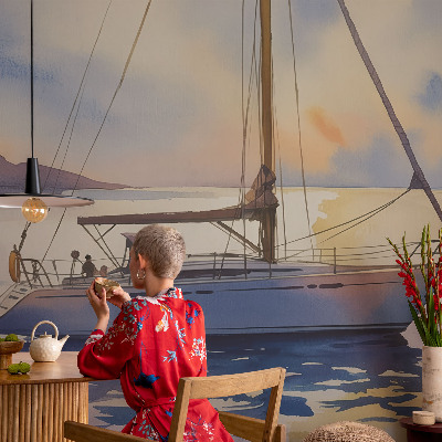 Moderná fototapeta na mieru Plachetnica Západ