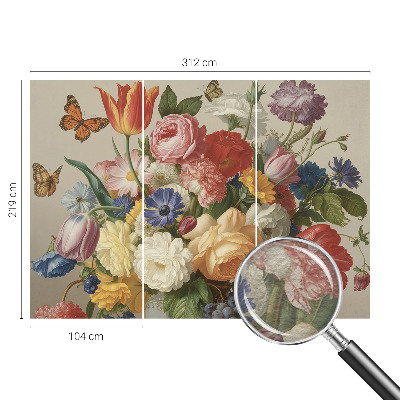 Fotografická tapeta na vliese Kvety a motýle