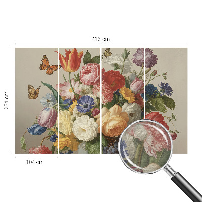 Fotografická tapeta na vliese Kvety a motýle