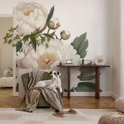 Vliesová fototapeta do spálne Biele pivonky