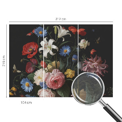 Moderná fototapeta na mieru Kvety s hmyzom