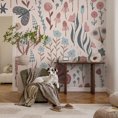 Vliesová fototapeta do spálne Kvety hmyz