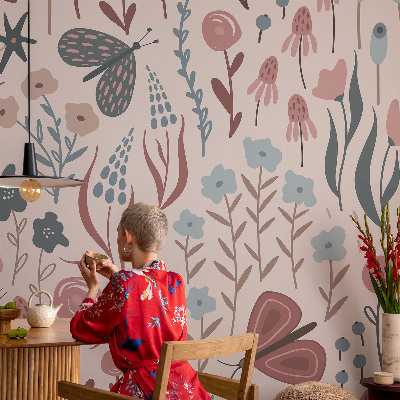 Vliesová fototapeta do spálne Kvety hmyz