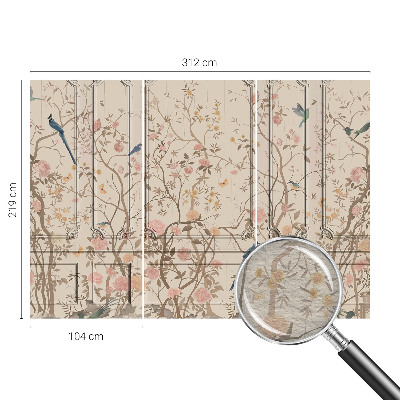 Moderná fototapeta na mieru Vtáky a kvety