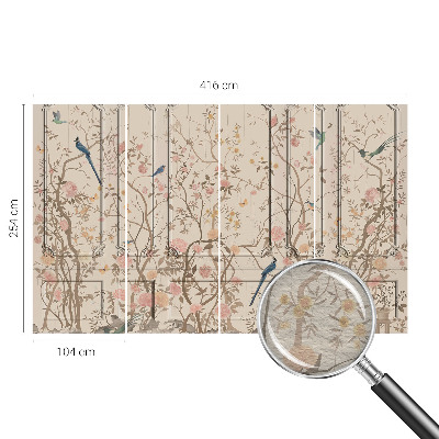 Moderná fototapeta na mieru Vtáky a kvety