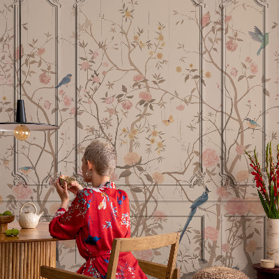 Moderná fototapeta na mieru Vtáky a kvety