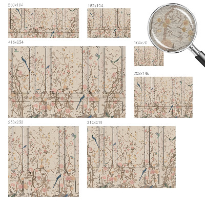 Moderná fototapeta na mieru Vtáky a kvety