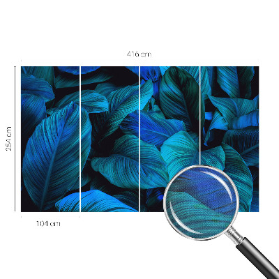 Moderná tapeta na stenu Modré listy